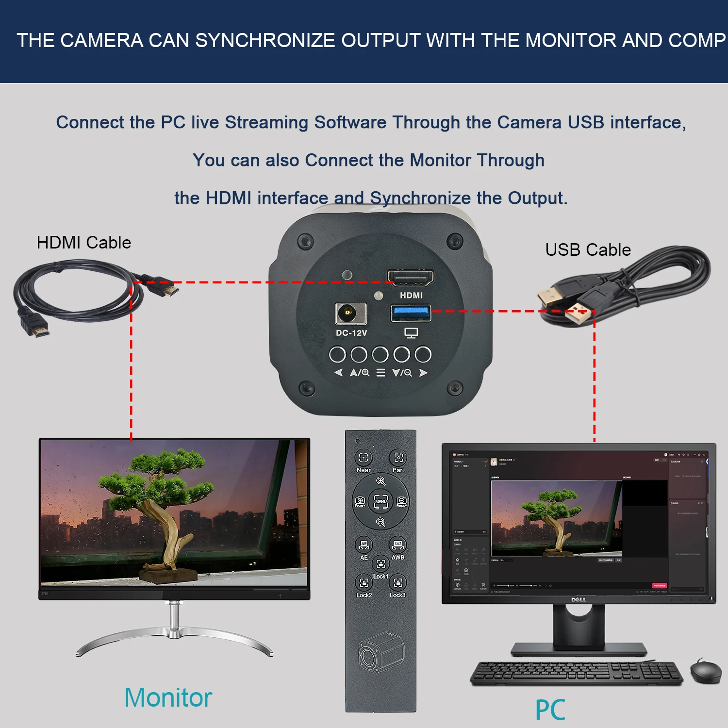Cámara de transmisión en vivo con enfoque automático KOPPACE HD con salida síncrona HDMI/USB de 2 millones de píxeles amplificación Digital 10X