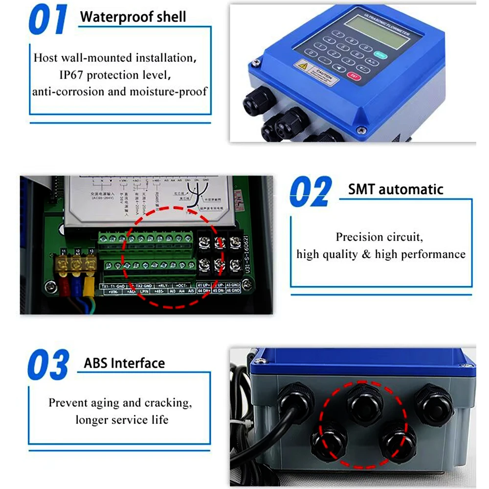 Cyfrowy przepływomierz ultradźwiękowy TUF-2000B DN50-DN700mm TS-2/TM-1 Przepływomierz wody RS485 /4~20mA Przepływomierz cieczy do ścieków