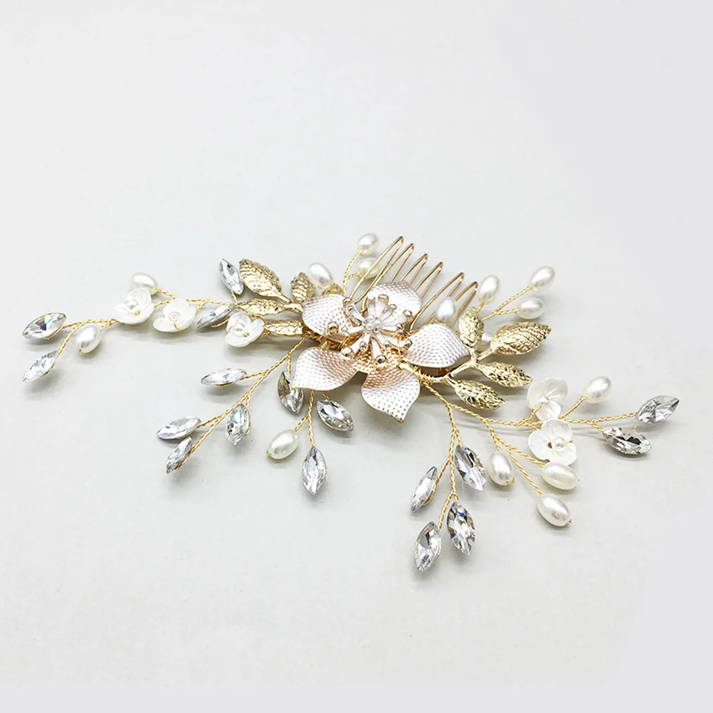 1 قطعة مشط شعر الزفاف الأزهار اللؤلؤ حجر الراين الزفاف الشعر الديكور للعروس حفلة موسيقية حفلة خطوبة اكسسوارات