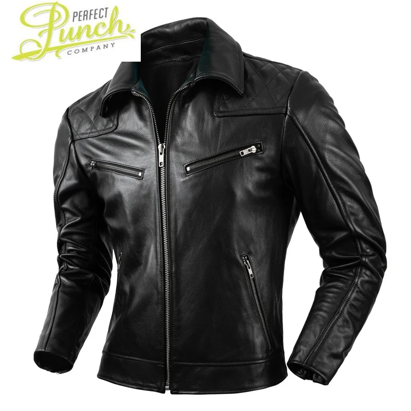 

Leather Cowhide Casual Autumn Jacket Mens Male100% turndown Collar Coats Leather Biker Jackets Motorcycle Leather Jacket sq15