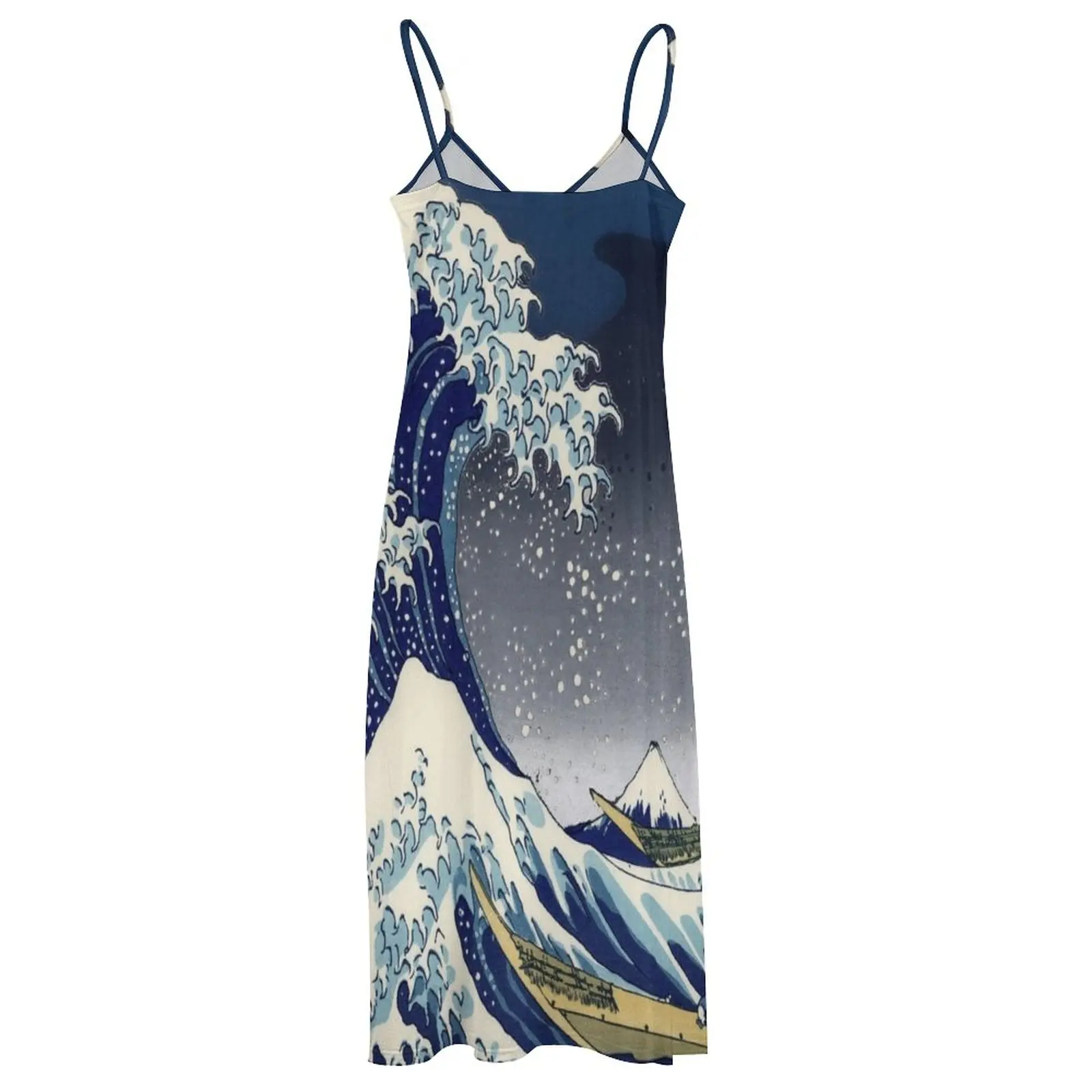 Vestido de noche sin mangas Kanagawa para mujer, falda de playa, 2024