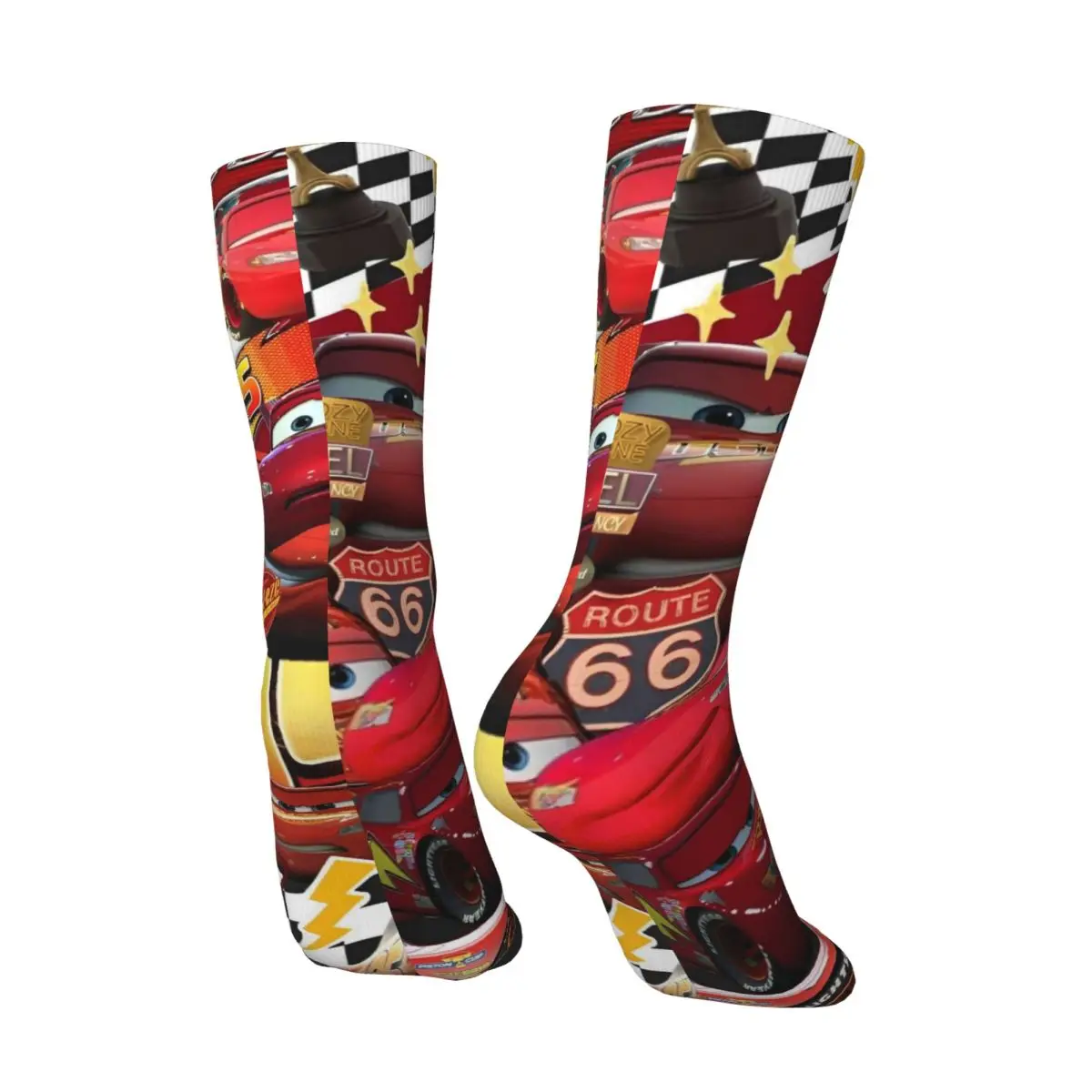 Rains McQueen-Chaussettes de course respirantes coordonnantes pour hommes et femmes, bas de voiture rouges de dessin animé, chaussettes d'automne élégantes, numéro 95