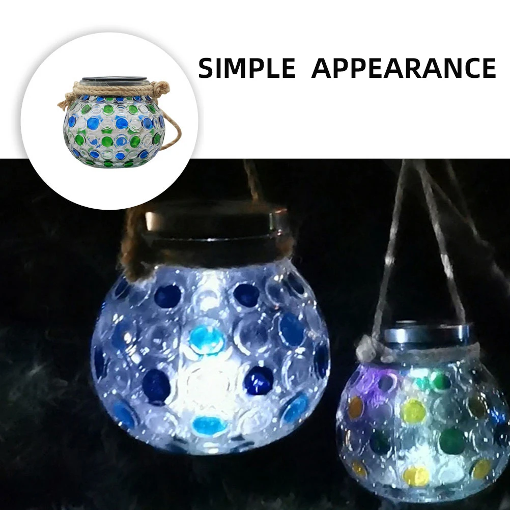 

2Pcs Solar Garden Light Power Outdoor Hanging Practical Lamp Glass Waterproof Decorative LED Lighting Solar Lantern