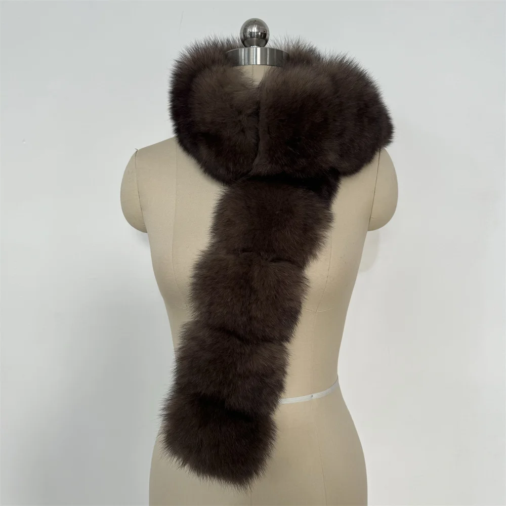 المرأة الفاخرة الدافئة ريال فوكس الفراء شال الشتاء السيدات أفخم وشاح يلتف الأوشحة كيب طويل