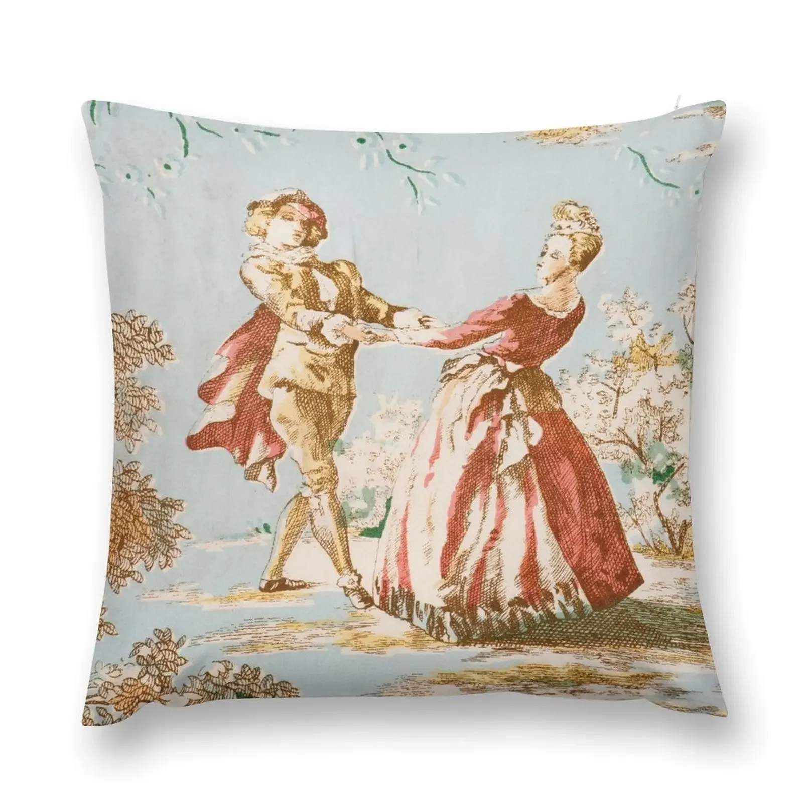 

Distressed Toile de Jouy Print Throw Pillow Decorative Sofa Cushions anime girl pillow