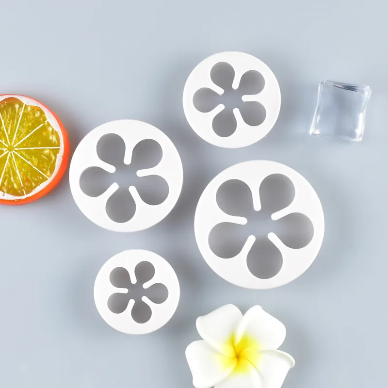 4Pcs/Set Plum Flower Plunger Fondant Mold Cutter Sugar Craft Cake Decorating Tools Cake Baking Accessories Wholesale