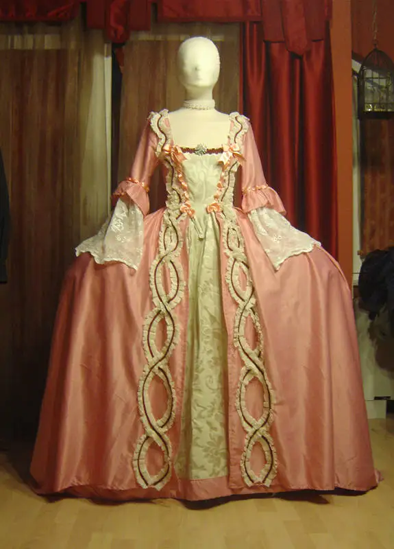 

Robe a la francaise pink dress women 18th century rococo costume marie Antoinette Court Ball Gown