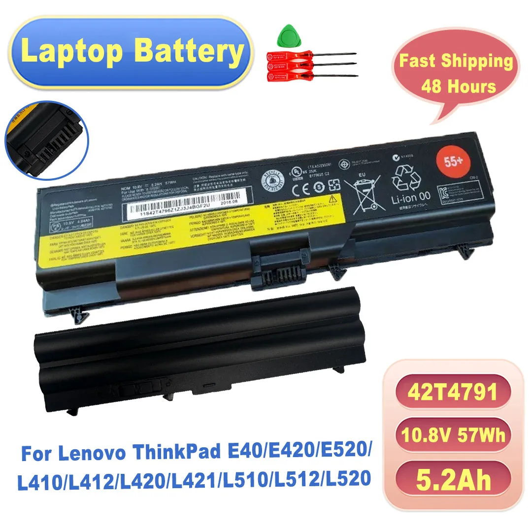 42T4791 10.8V 57Wh Laptop Battery for Lenovo ThinkPad E40/E420/E520/L410/L412/L420/L421/L510/L512/L520