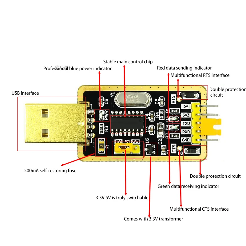 CH340 module instead of PL2303 , CH340G RS232 to TTL module upgrade USB to serial port in nine Brush small plates image 5