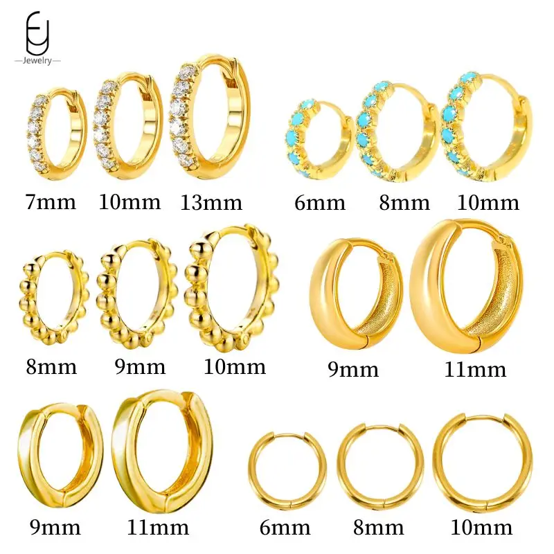 

925 Sterling Silver Needle Multiple Sizes Minimalist Hoop Earrings for Women Crystal Zircon Round Small Earrings Fashion Jewelry