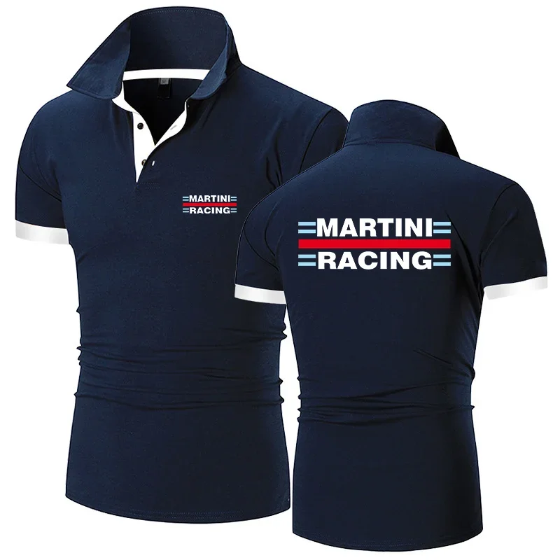 2024 Martini Racing Logo Polo Shirts For Men Casual Solid Color Slim Fit New Summer Fashion Brand Clothing