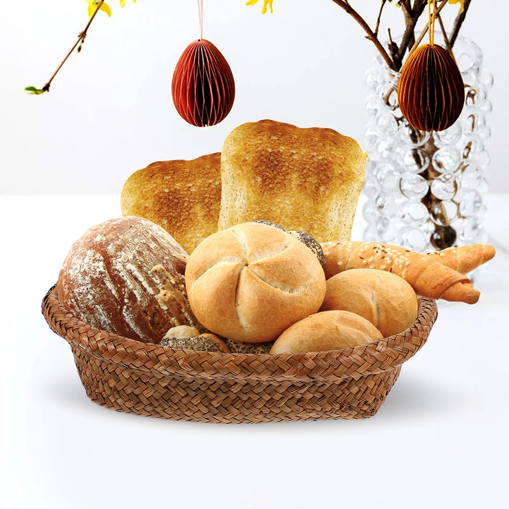 

2 Pcs Picnic Basket Storage Organizer for Snacks Girl Bread Fruit Kitchen Baskets Grass Baby
