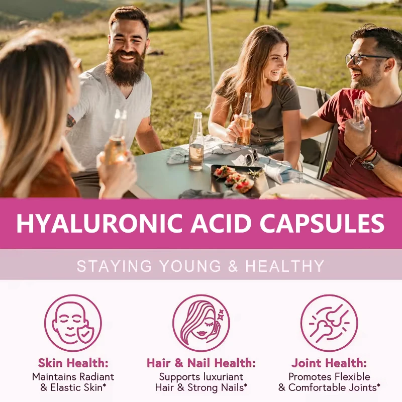 Hyaluronic Acid Supplements - Helps Cushion Joints, Retain Skin Moisture, Restore Skin Firmness, and Promote Energy Production