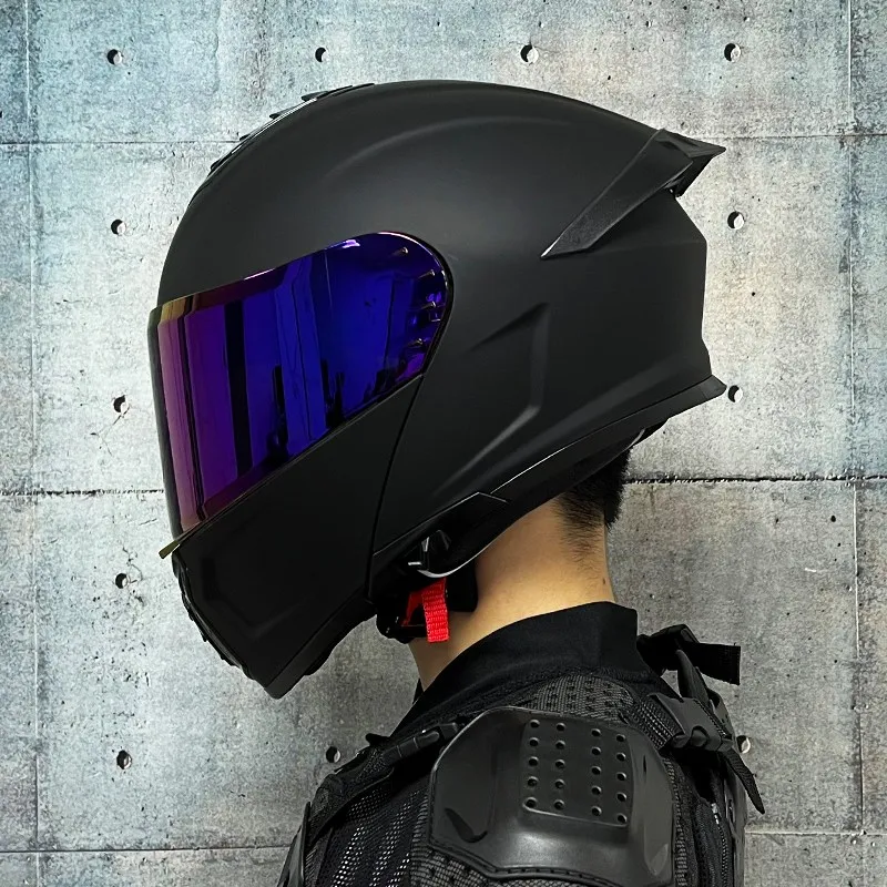 Motorcycle helmet, double lens helmet, big tail, motorcycle racing helmet, running helmet, men and women M-3XL