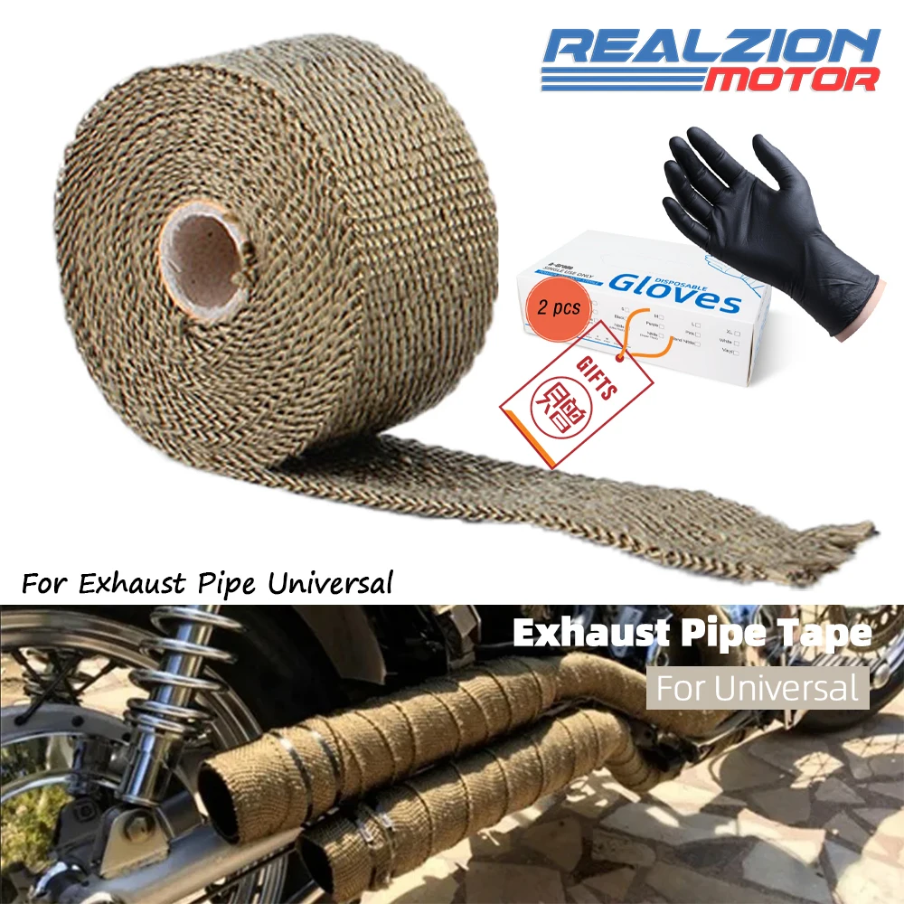 

REALZION Motorcycle Car Exhaust Thermal Tape Roll Fiberglass Heat Shield Header Pipe Heat Wrap Tape Protection Pipe Insulat