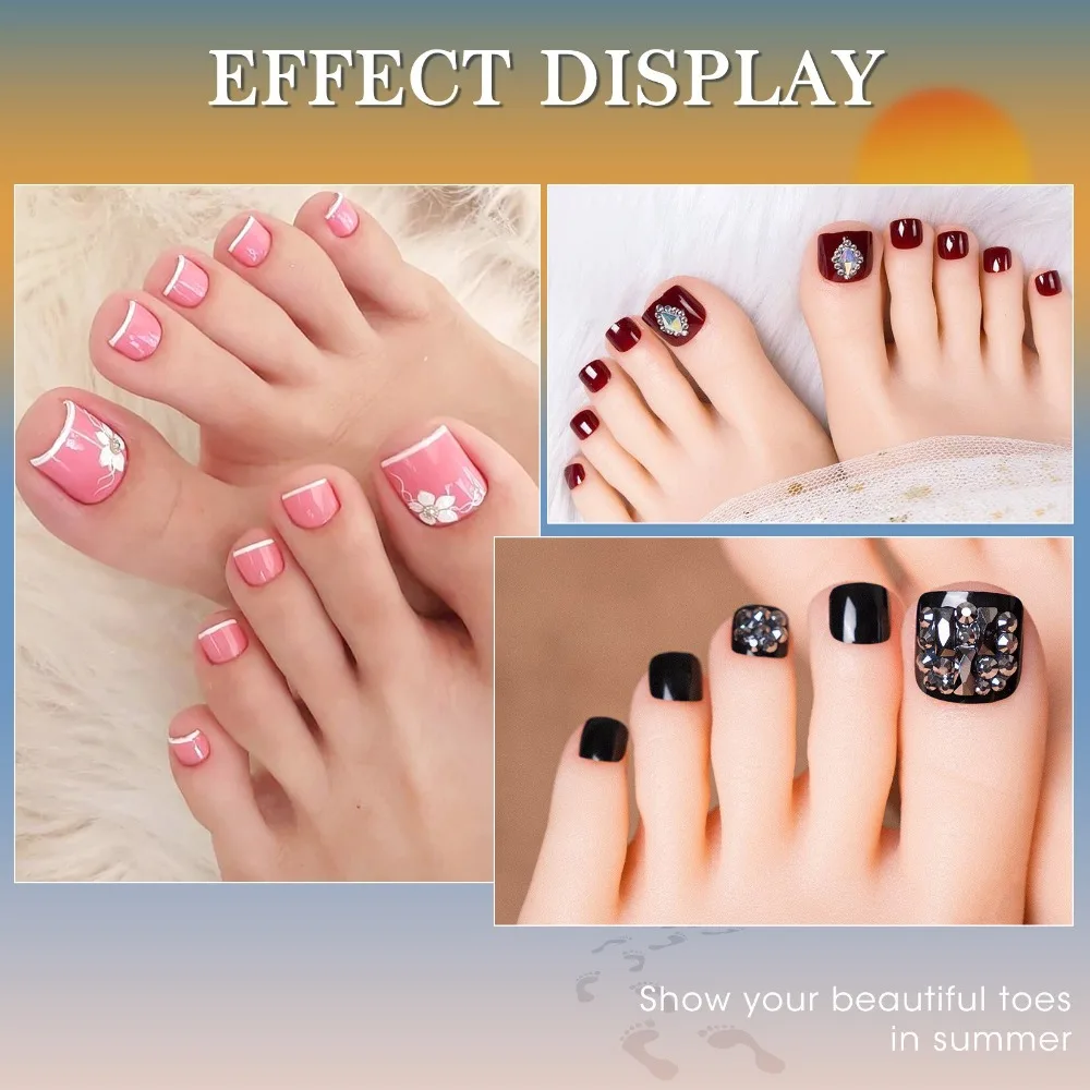 120/240pcs Transparent Nailpop Toe Nail Tips Acrylic Full Cover False Toenail Tips 12 Sizes Artificial Fake Toenail