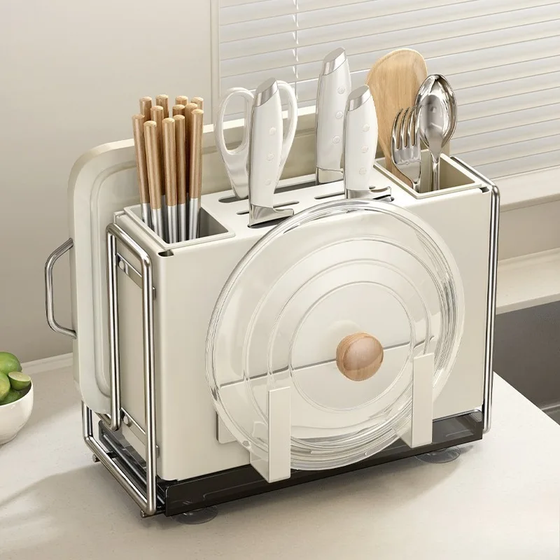 Cream Wind Kitchen Knife Holder Shelf Household Multifunctional Knives Chopsticks
