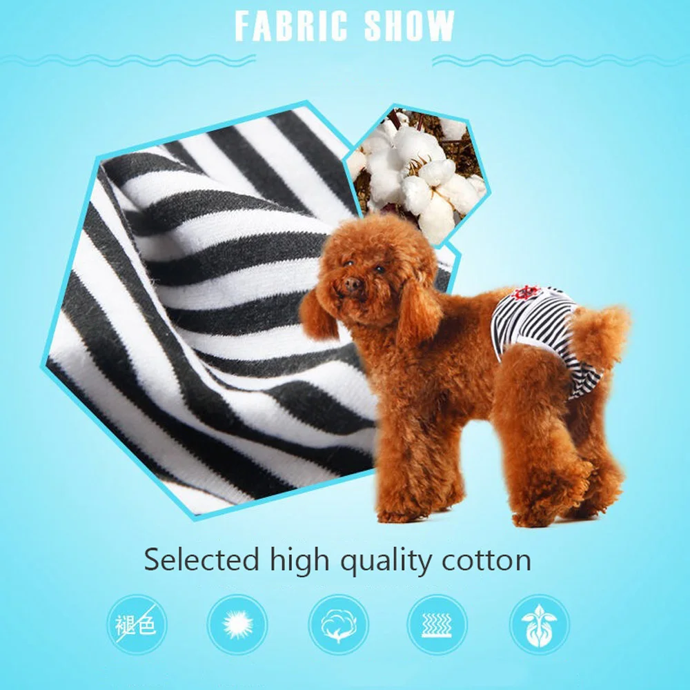 Reusable Cotton Nappy For Female Male Dog Menstruation Diaper Pet Short Physiological Underwear Dog Pant