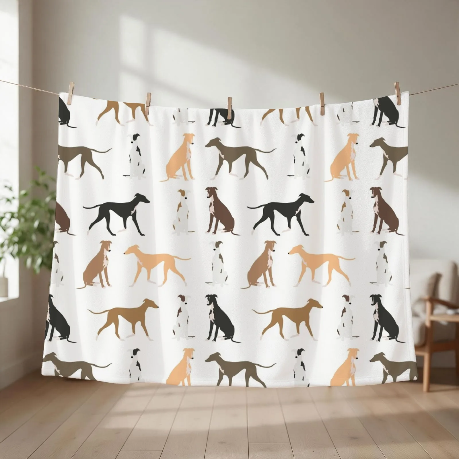 Stamped greyhound Throw Blanket couch cozy soft plush fuzzy picnic outdoor blanket