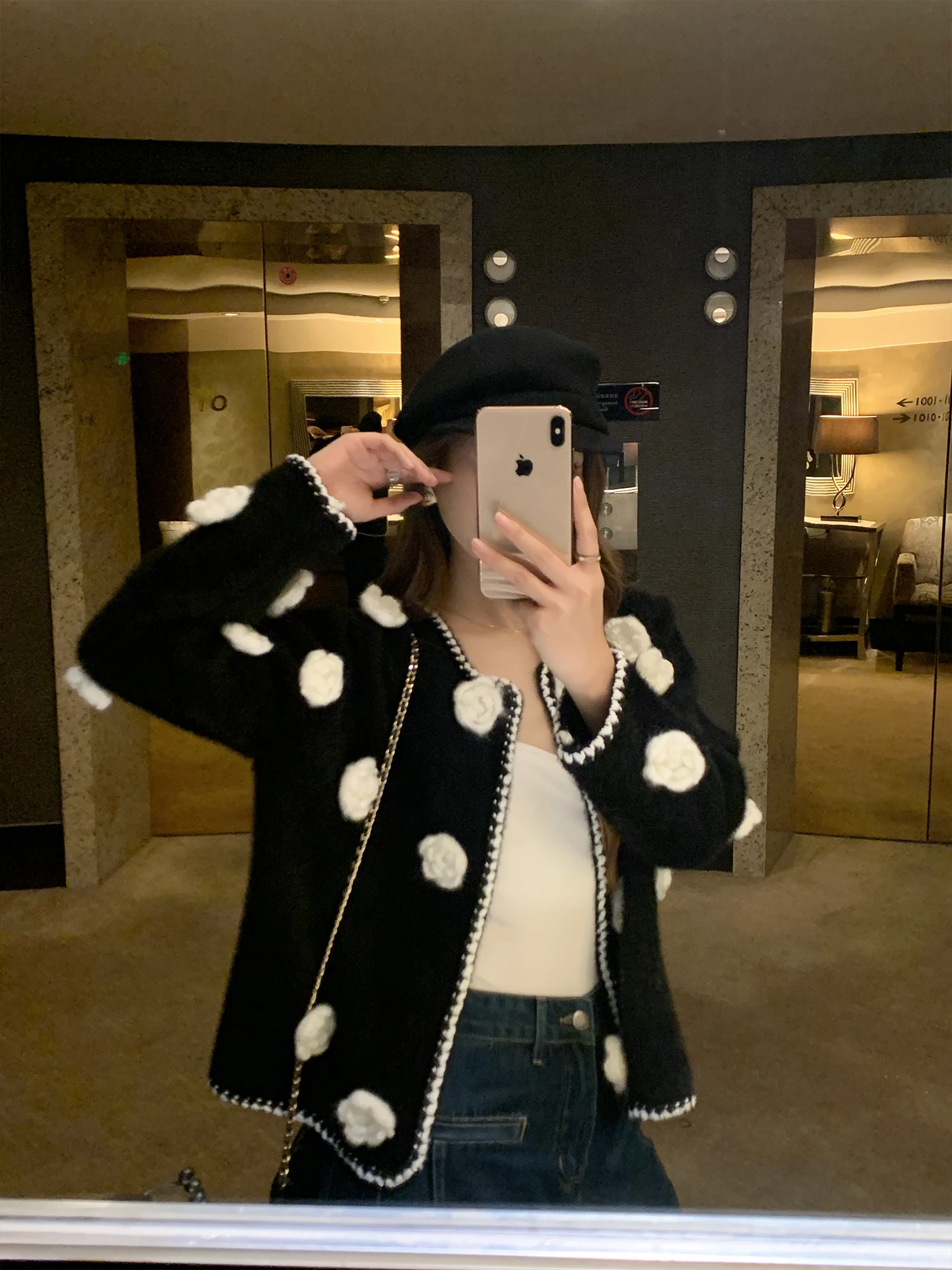 

Benxe nce Beau 00 New Heavy Industry 3D Hook Flower ort Sweater Coat Fraance Sle Women's Faion Outerwear