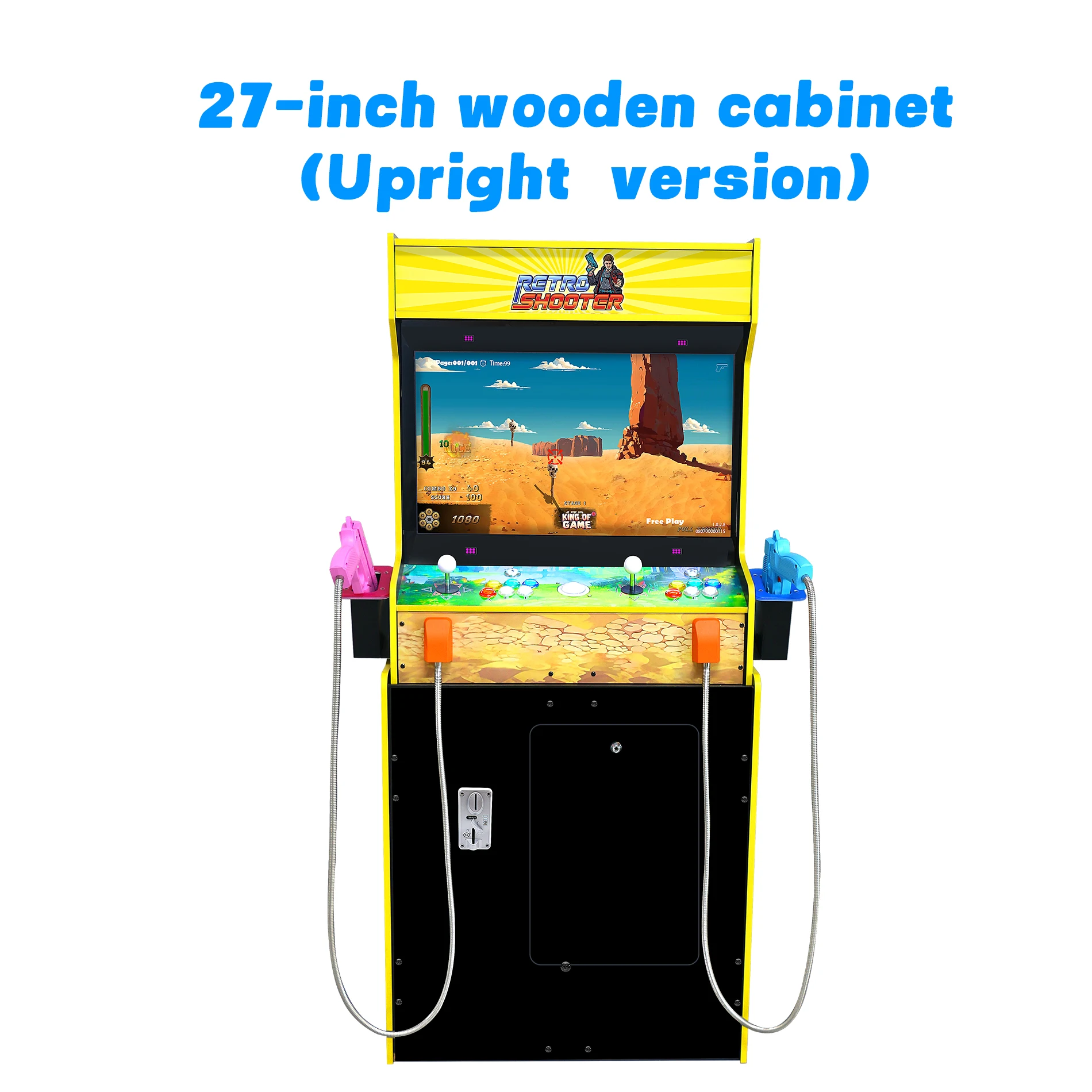 DIY FULL Kit 27 LCD wooden cabinet Arcade Machine Cabinet, USB Arcade Light Gun Controller for PC Classic Arcade game console