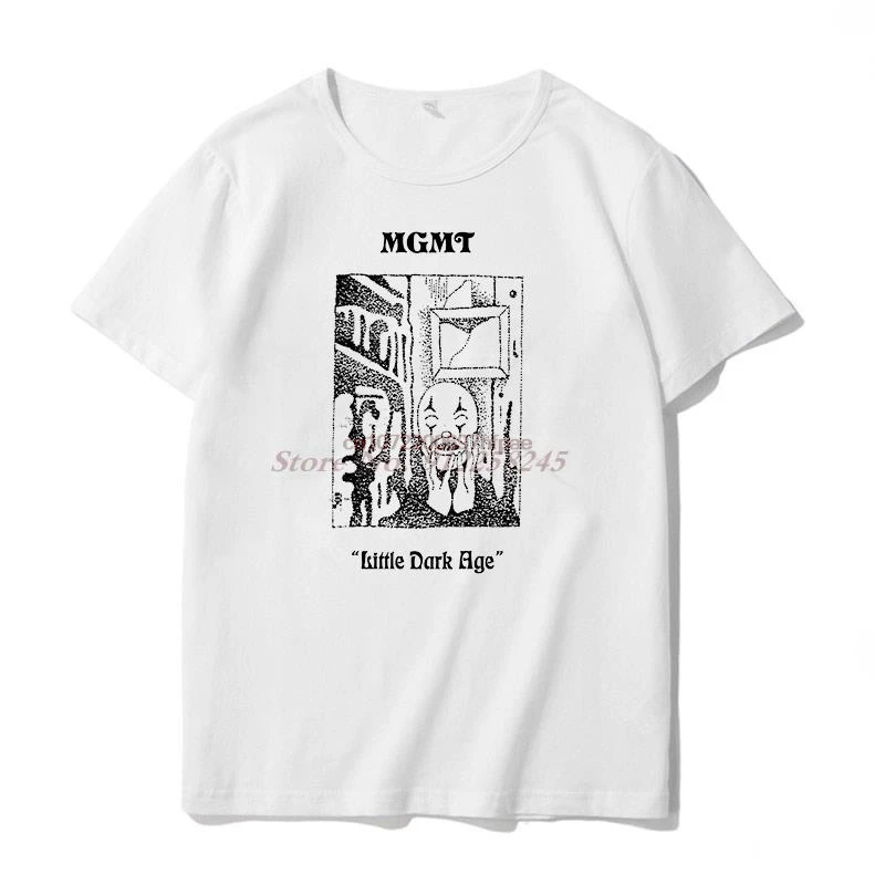 Mgmt Little Dark Age Synth Pop Indie Rock Graphic T Shirts Cotton Oversized Short Sleeve T-Shirts Summer White Man T Shirt