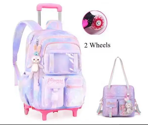 Conjunto de mochila escolar con ruedas para niños, bolsa de almuerzo para niñas, bolsas escolares con ruedas, Juego de bolsas con ruedas para niñas