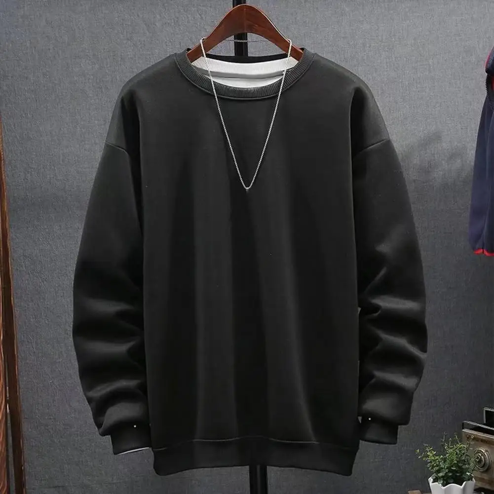 Autumn Winter New Round Neck Jacquard Casual Sweatshirt Male Solid Color Tee Top Homme Loose Fashion All-match Man Pullovers