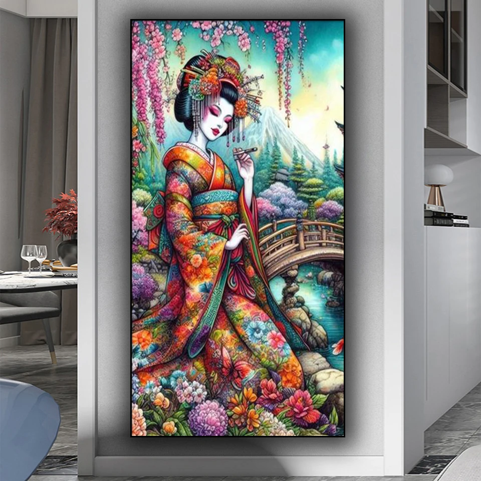 Large sakura Tree Japanese Geisha Diy Diamond Painting New 2025 Full Square Round Diamond Mosaic portrait Art Cross Stitch Kits