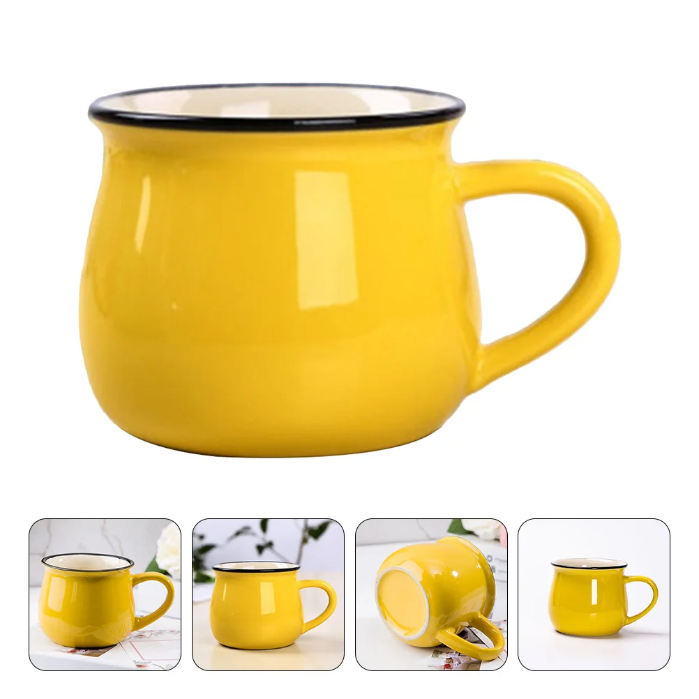 1 قطعة كوب قهوة من السيراميك أصفر ساطع كوب شاي منزلي هدية مثالية كوب شرب للقهوة والحليب وعصير المقهى #2
