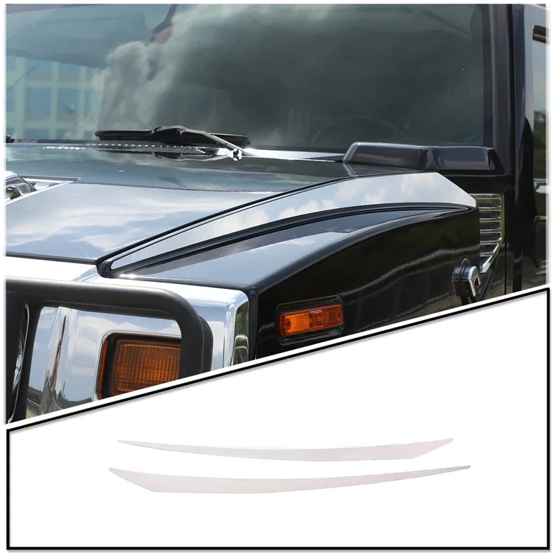 For Hummer H2 2003-2009 Stainless Steel Bright Silver Car Hood Cover Side Decorative Strips Trim Stickers Car Accessories
