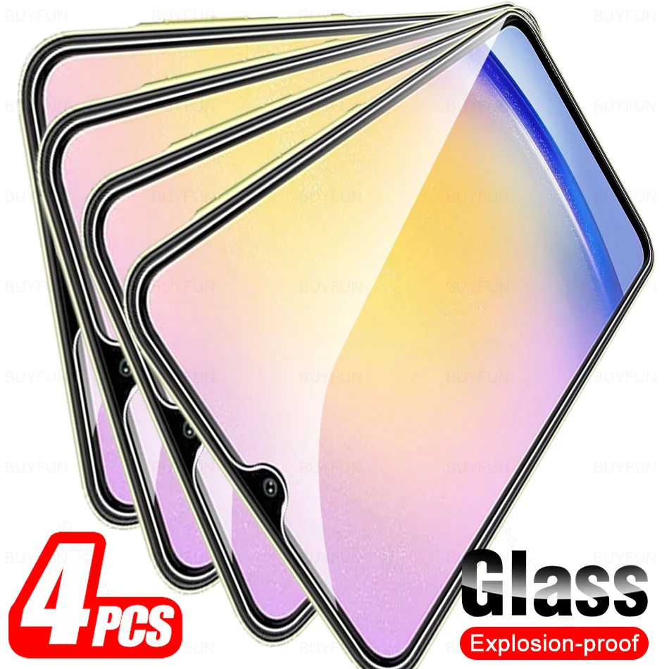4 قطعة الزجاج المقسى لسامسونج غالاكسي A25 5G حامي الشاشة الزجاج لسامسونج A55 A35 A25 A15 A05 A05s 4G A 55 35 25 15 05 S