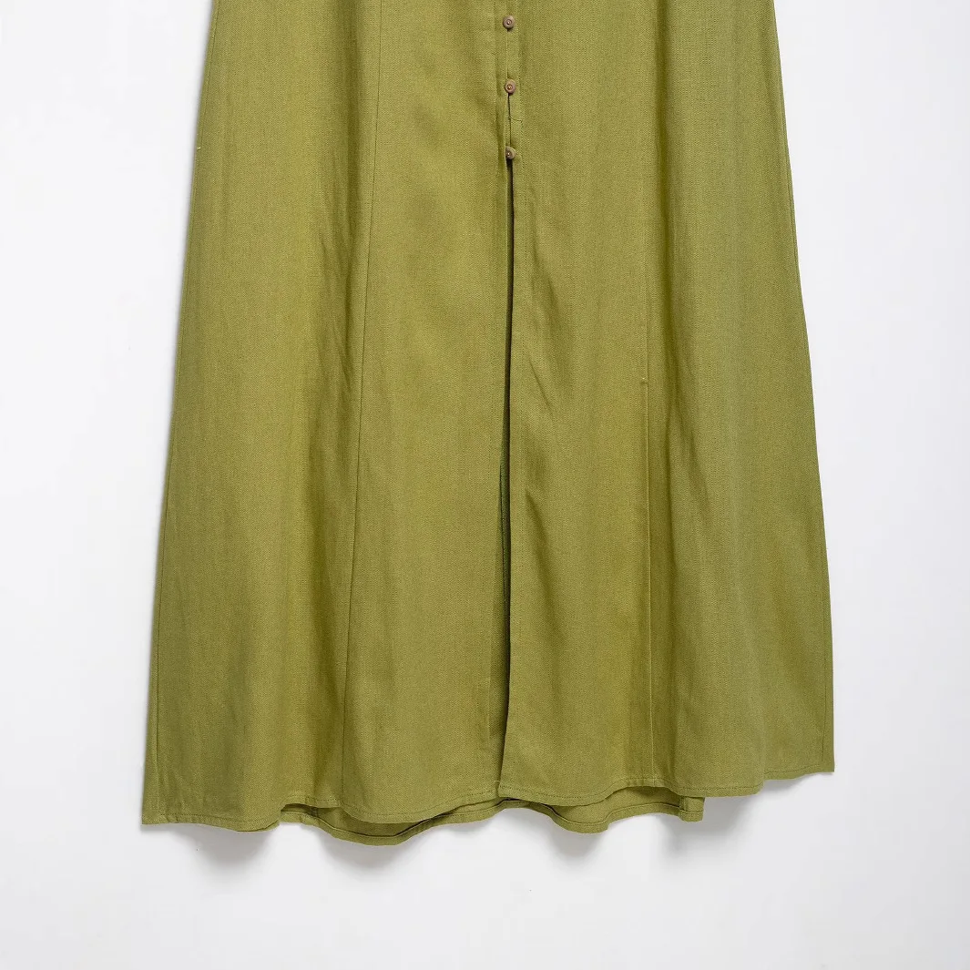 Robe mi-longue en lin, sans manches, col carré, élégante, minimaliste, robe de plage d'été