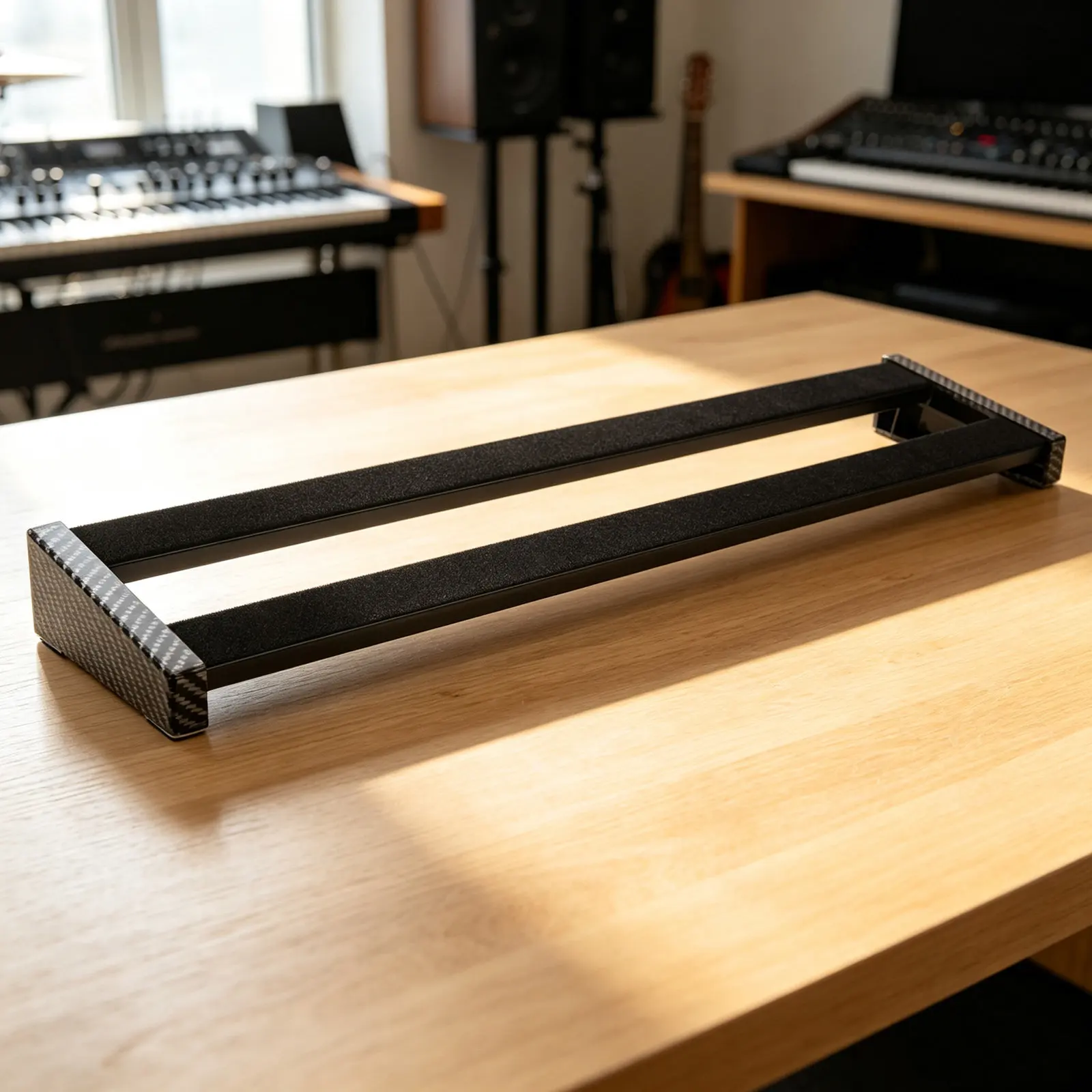 Aluminum Alloy Effects Pedal Board Black 19x4 Anti Slip Scratch Resistant Portable Pedal Platform for Live