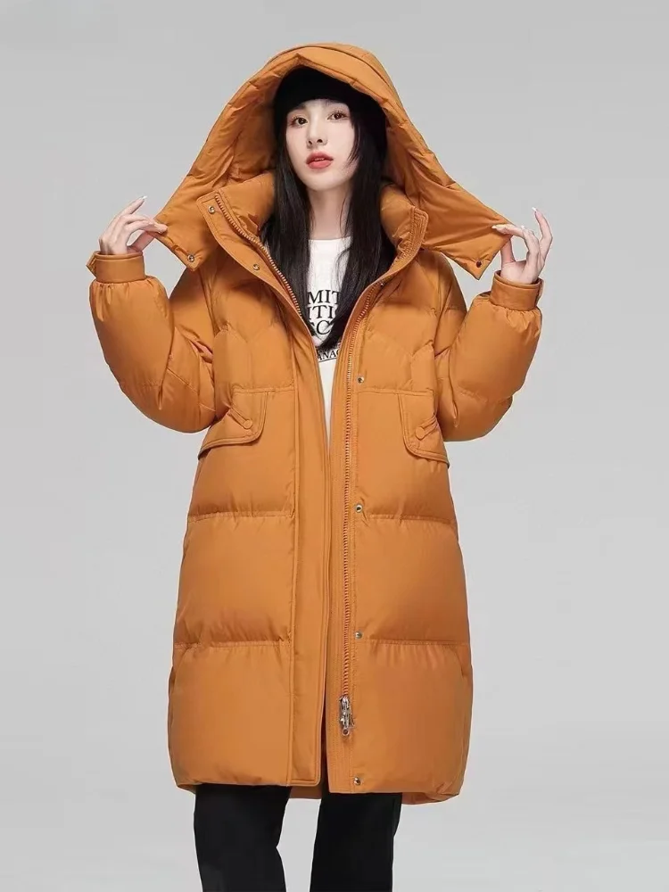 2024 New Winter Puffer Coats Jackets for Women Solid Color Simple Casual Outerwears Thicken Warm Snow Wear Women\'s Down Jackets