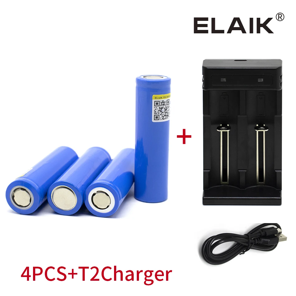 18650 1300 mah power lithium battery 3.7 V strong light flashlight rechargeable battery+T2 charger