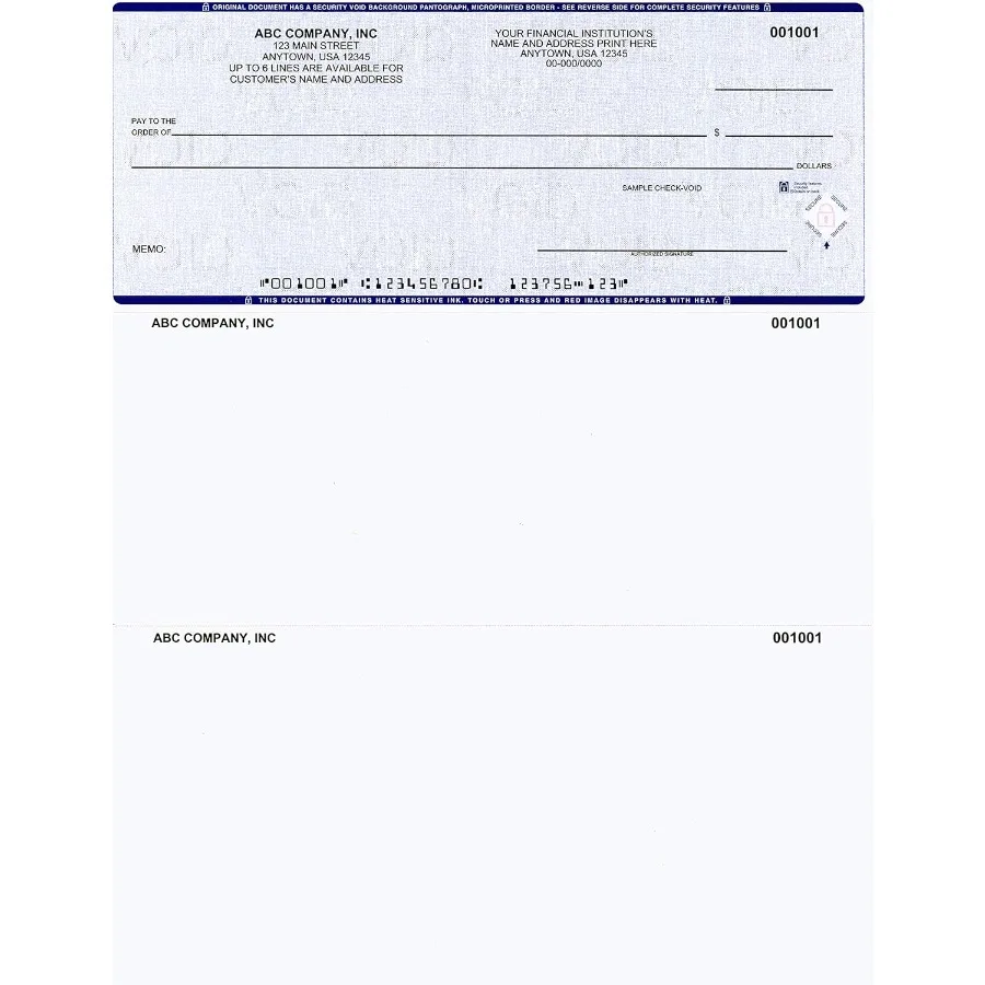 Computer Checks on Top - Custom Laser Business Checks Compatible with QB accounting software Blue 1000