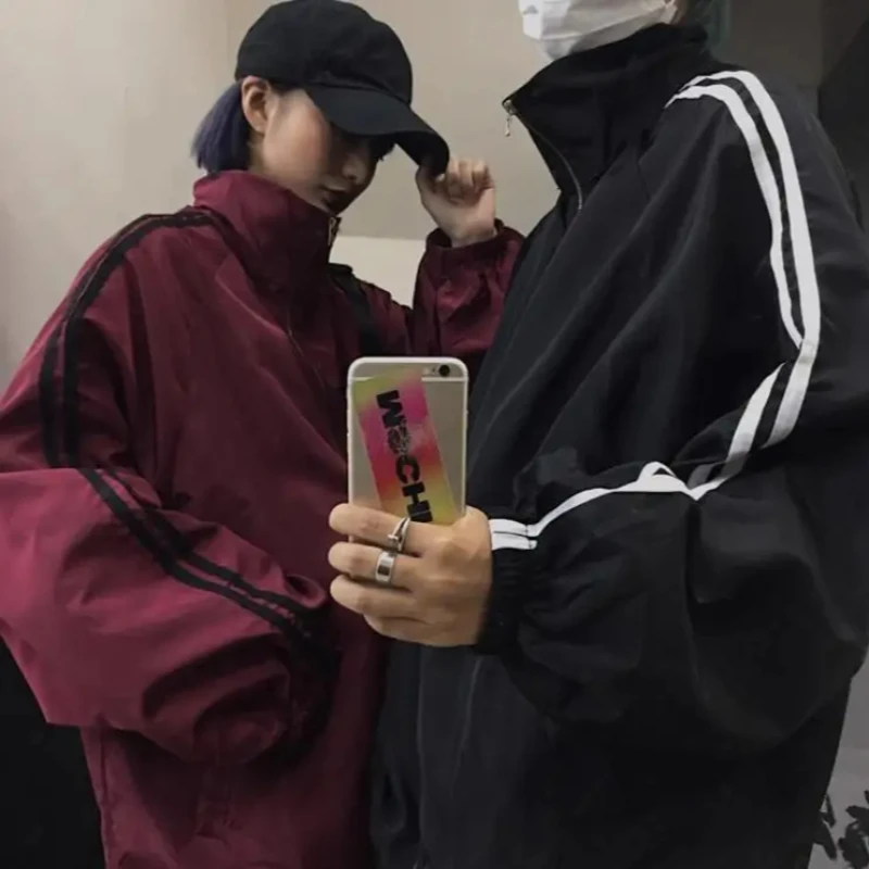 

Style Vintage Jackets BF Chic Harajuku Sunproof Leisure Loose Long Sleeve Korean Summer High Street Couples Clothing Zipper Coat