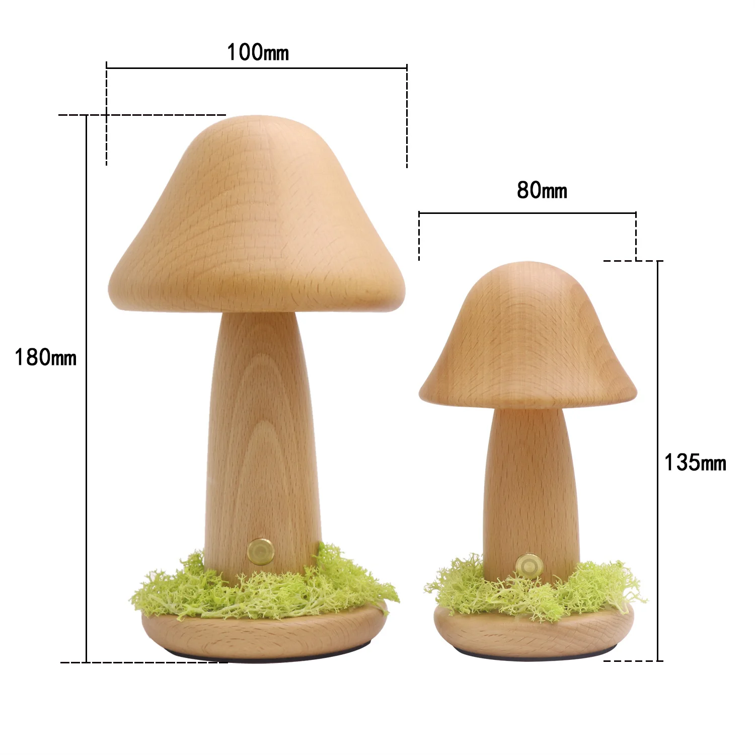 Twisted Head Mushroom Night Warm Light Touch Bedroom Bedhead Night Light Buk Wood LED Dekoracyjne nastrojowe światło