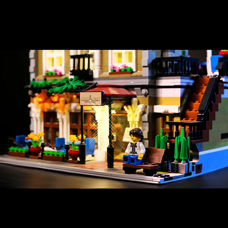 Kit luce LED per LEGO 10243 Idee lampada ristorante parigino Regalo fai da te (Non include blocchi di costruzione Kit di mattoni Set di modelli)
