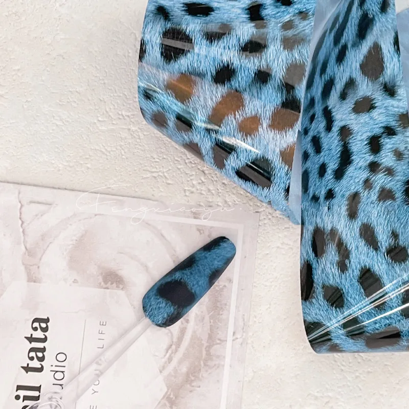 Carta di trasferimento della stagnola del chiodo della stampa del leopardo fogli di arte del chiodo ambra fiamma animale per le decorazioni di arte delle unghie del fuoco decalcomanie di Sanke