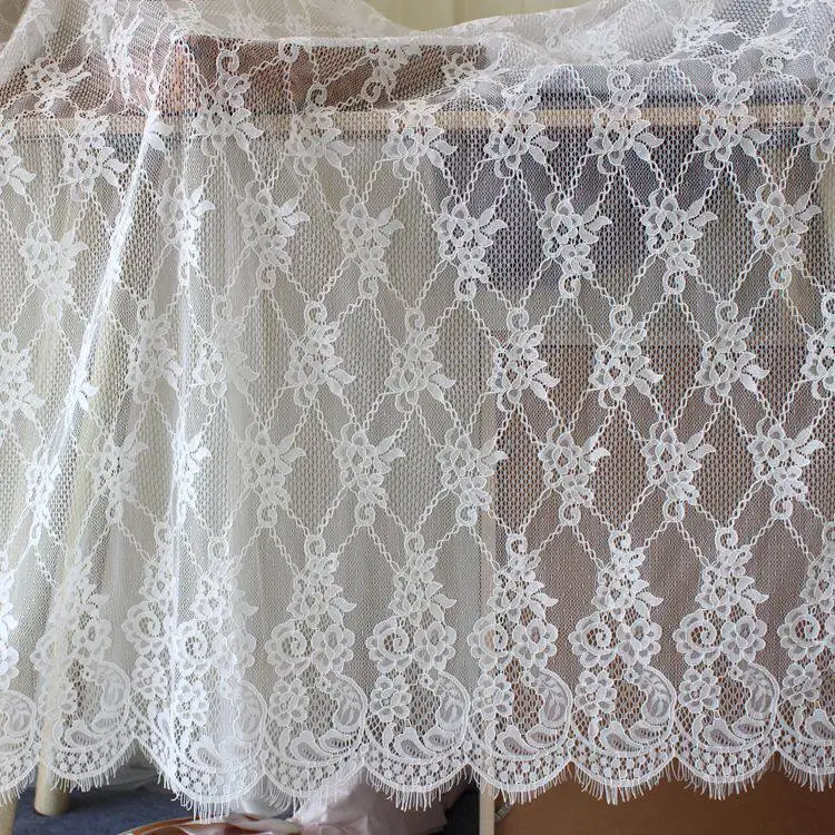 

3m Luxury Vintage Eyelash Lace with Bone - Line Ideal for Clothing Fabric DIY Cheongsam Wedding Gown Veil Home Decor 150cm Wide