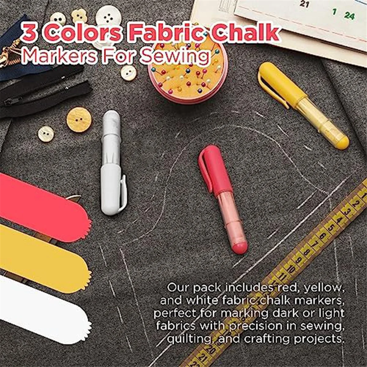 Fabric Chalk Erase Tailor's Chalk for Quilting and Sewing - Compatible,Cutting and Positioning Portable Marking