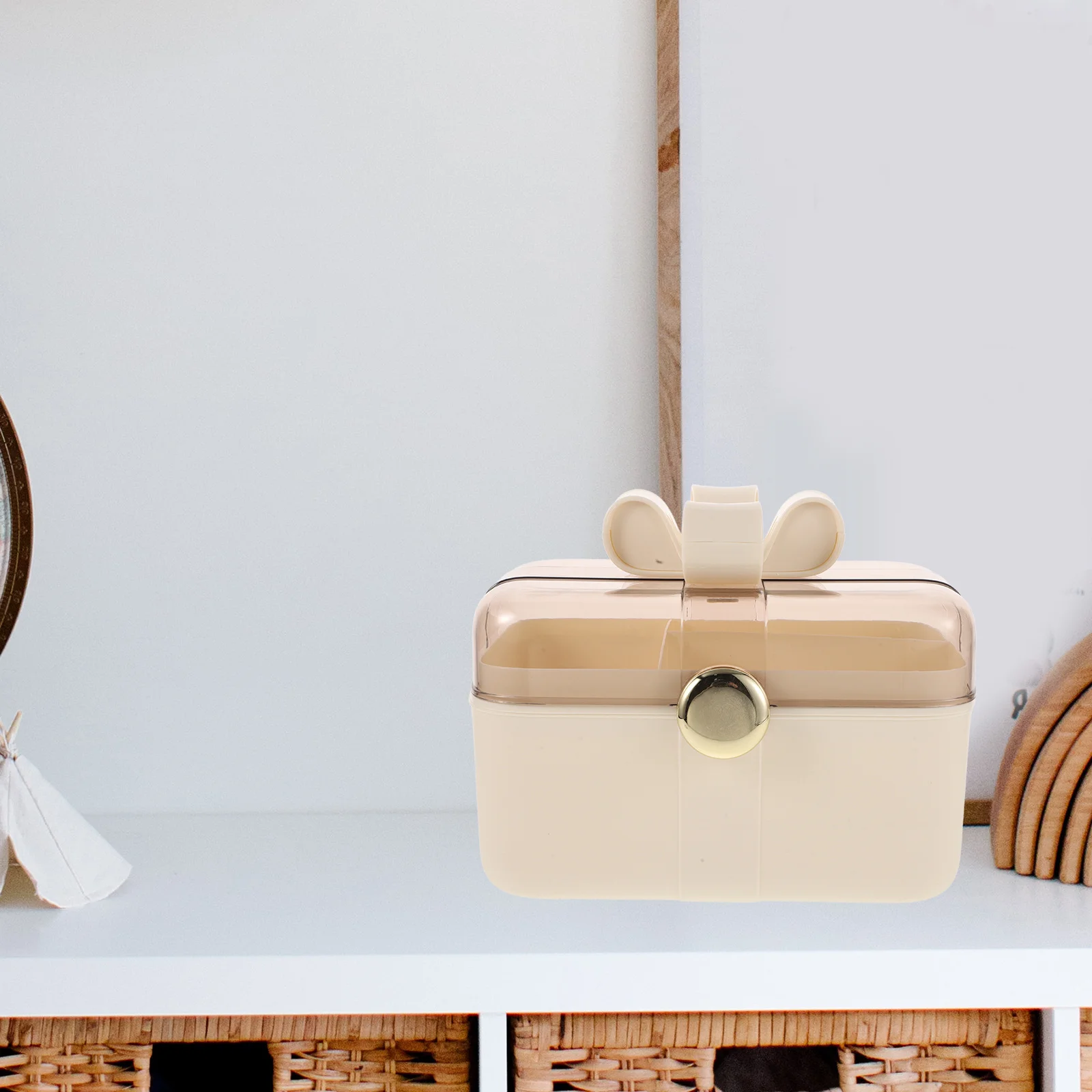 Large Capacity Hair Accessories Storage Box Portable Plastic Organizer with Handle Lid for Hair Bows Clips Ties Double Layer