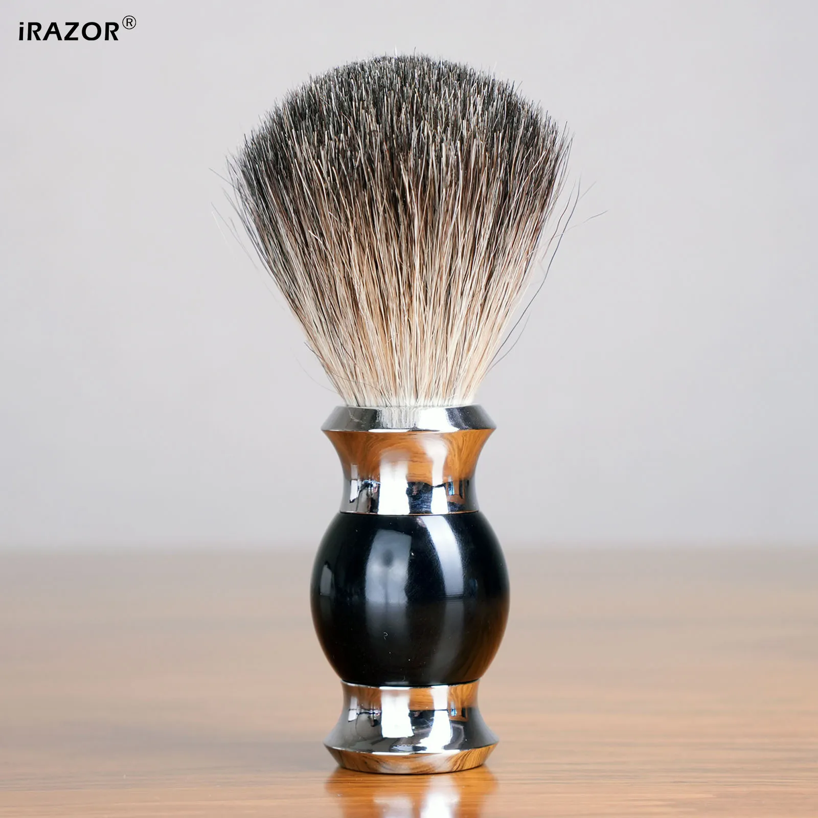 iRAZOR Premium Wet Shaving Brush for Men Acrylic Metal Handle Dense Strong Brush Knot Fast Lather Luxury Grooming Tool Gift