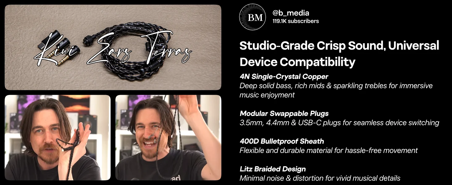 Kiwi Ears x B_Media: Terras Premium Performance-Kabel mit modularer Kompatibilität und flexiblem, langlebigem Design – Detail 4