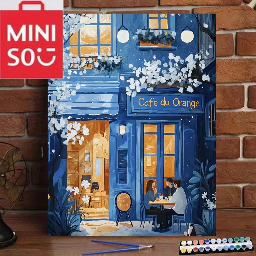 

MINISO DIY картина маслом по номерам кофейня зимой художественный декор стены подарки рамки