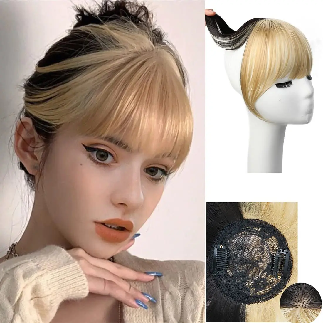 

1pc Fashion Synthetic fiber French style 3d straight bangs hair patch wig piece Fashion wig accessories