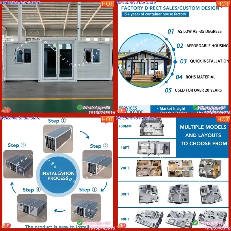 2026 Modular 10ft Expandable 1 Bedroom Prefab Folding Container House School Use Waterproof Comfort Living Villa Design High