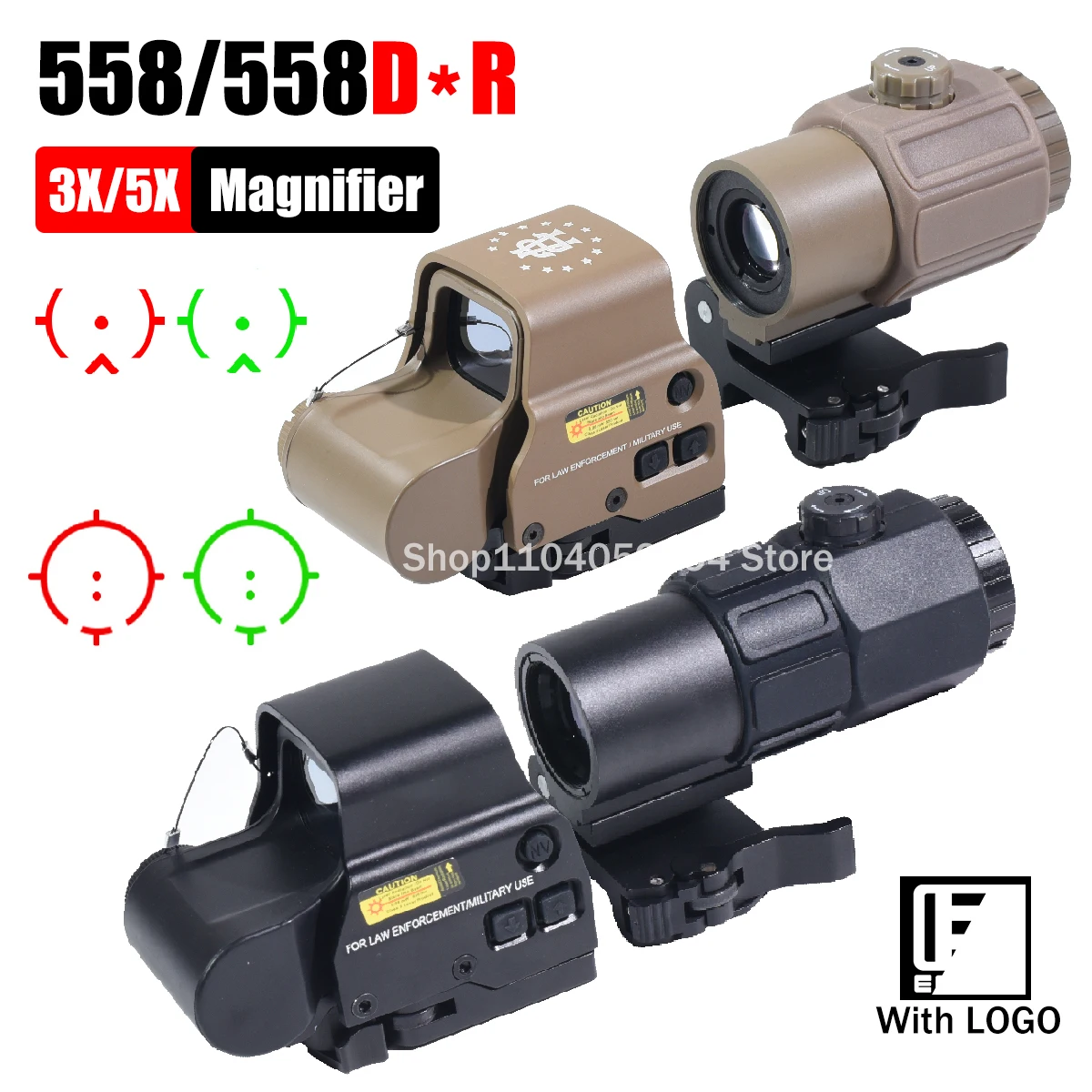 E***ch 558 G45 المكبر المجسم نطاق البصر للطي الجانب الوجه G43/33 3X مكبرات ل 558 تيار مستمر * التكتيكية منعكس Riflescope